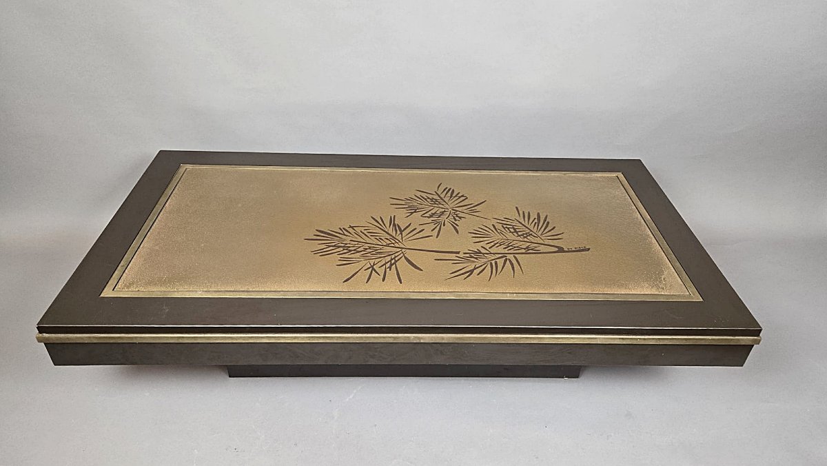 Table basse en laiton signée Antonio De Nisco, circa 1970