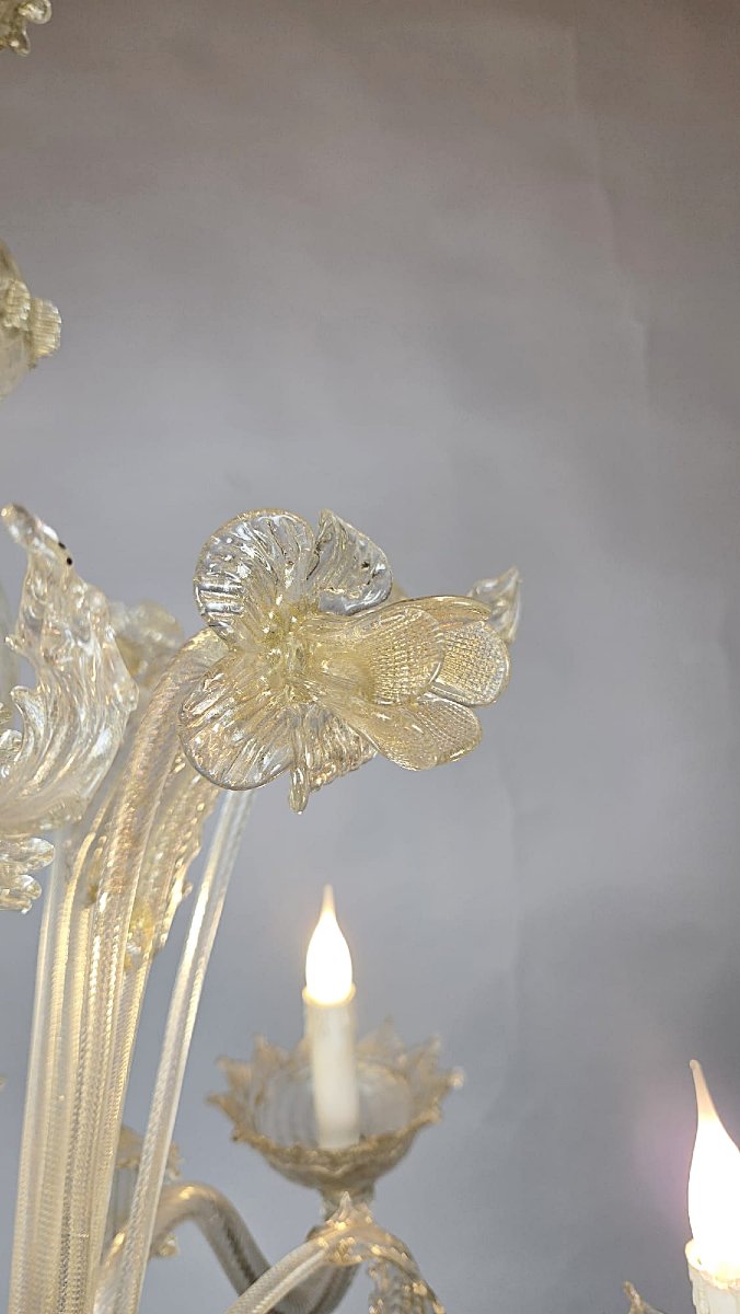 6-arm Murano Chandelier, 20th Century-photo-3
