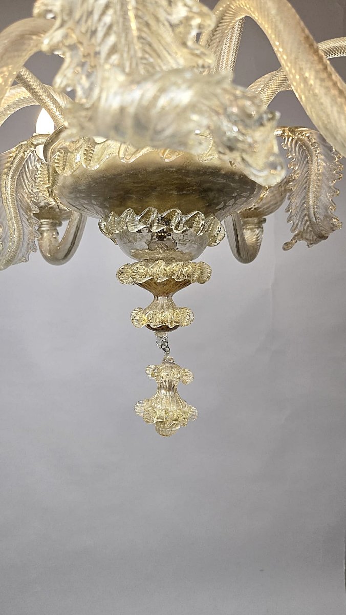 6-arm Murano Chandelier, 20th Century-photo-2