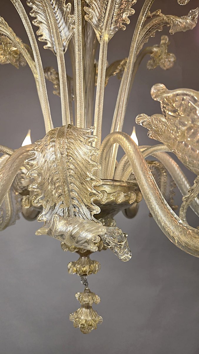 6-arm Murano Chandelier, 20th Century-photo-3