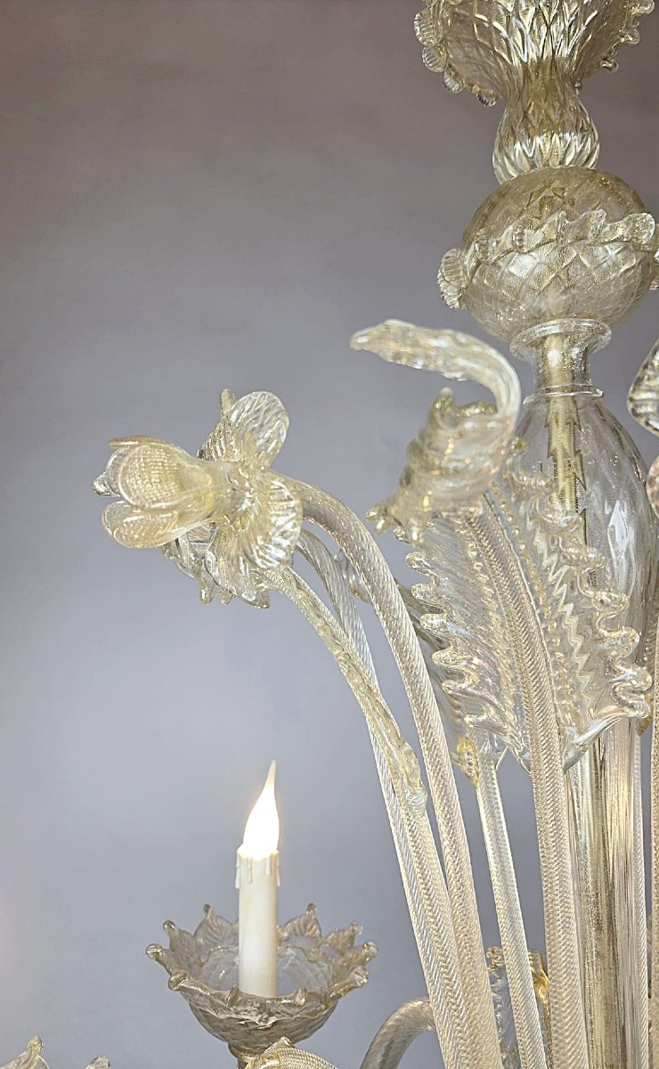 6-arm Murano Chandelier, 20th Century-photo-4