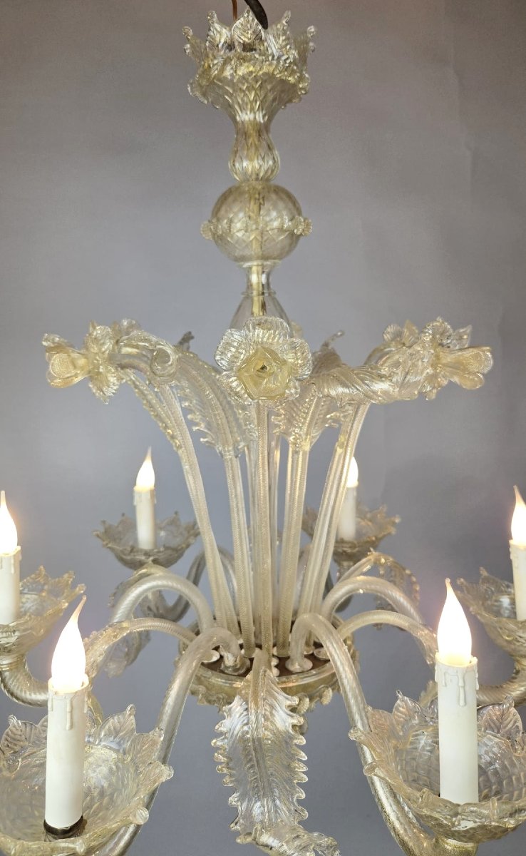 6-arm Murano Chandelier, 20th Century-photo-5