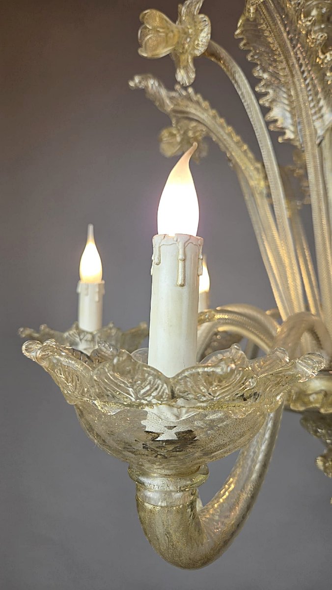6-arm Murano Chandelier, 20th Century-photo-6