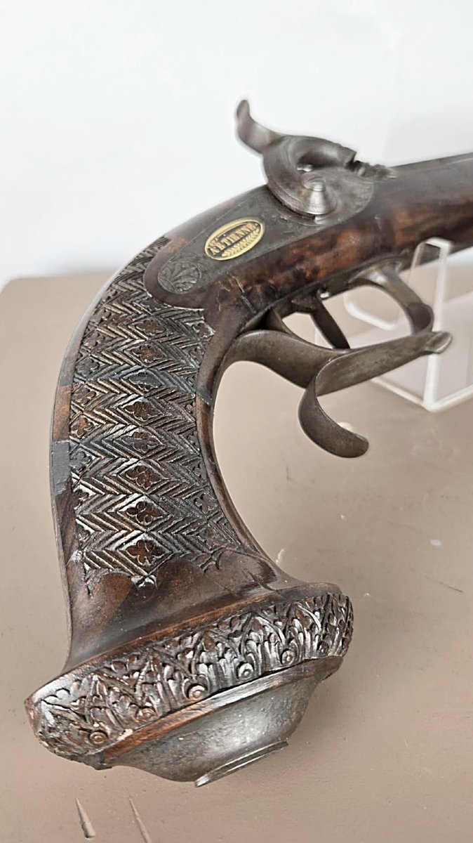 Pistolet de duel signé en or, "A St Etienne", circa 1835-photo-4
