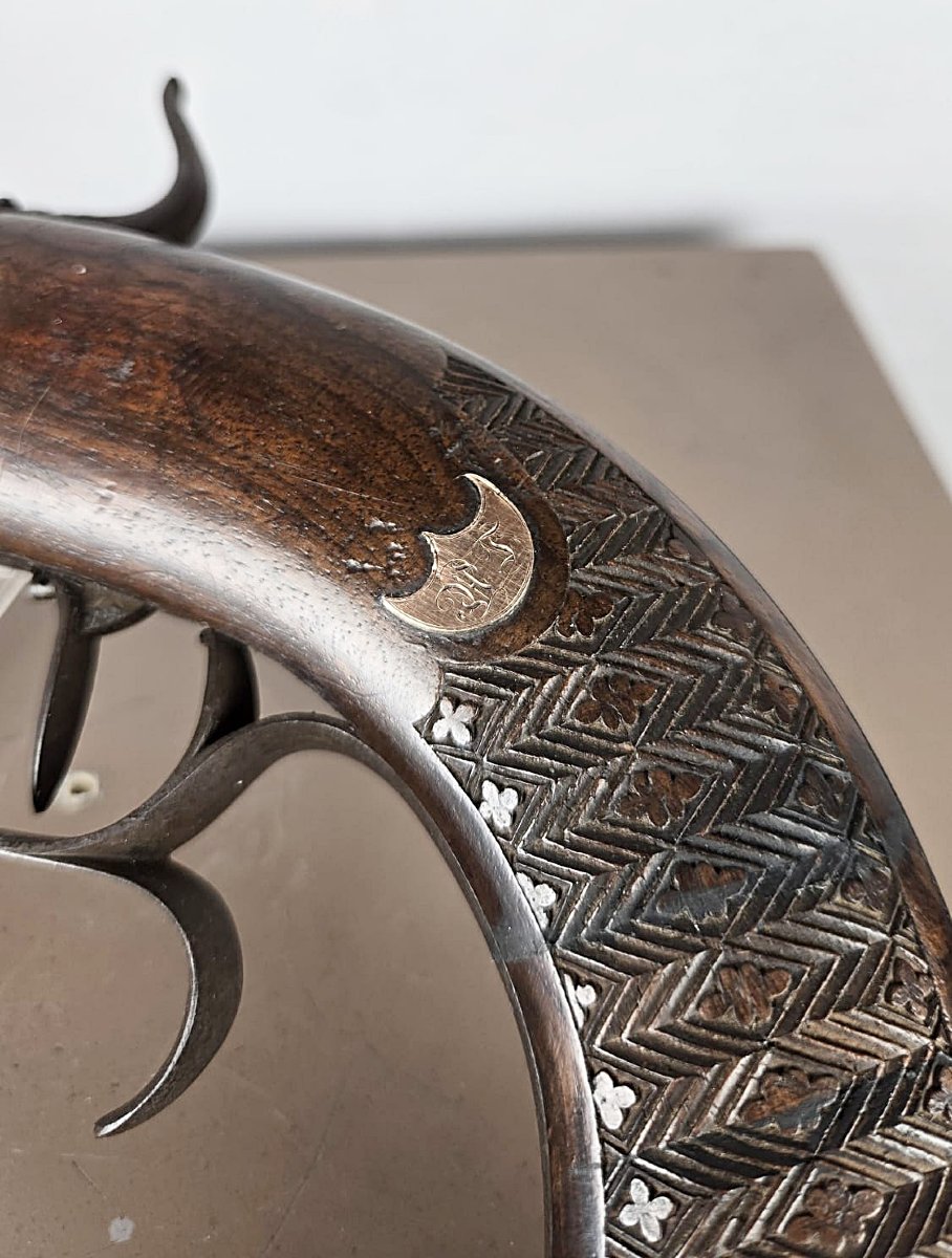 Pistolet de duel signé en or, "A St Etienne", circa 1835-photo-3