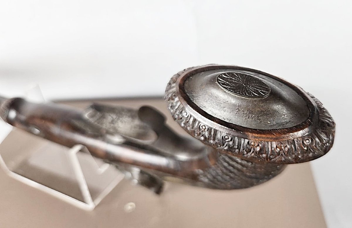 Pistolet de duel signé en or, "A St Etienne", circa 1835-photo-5