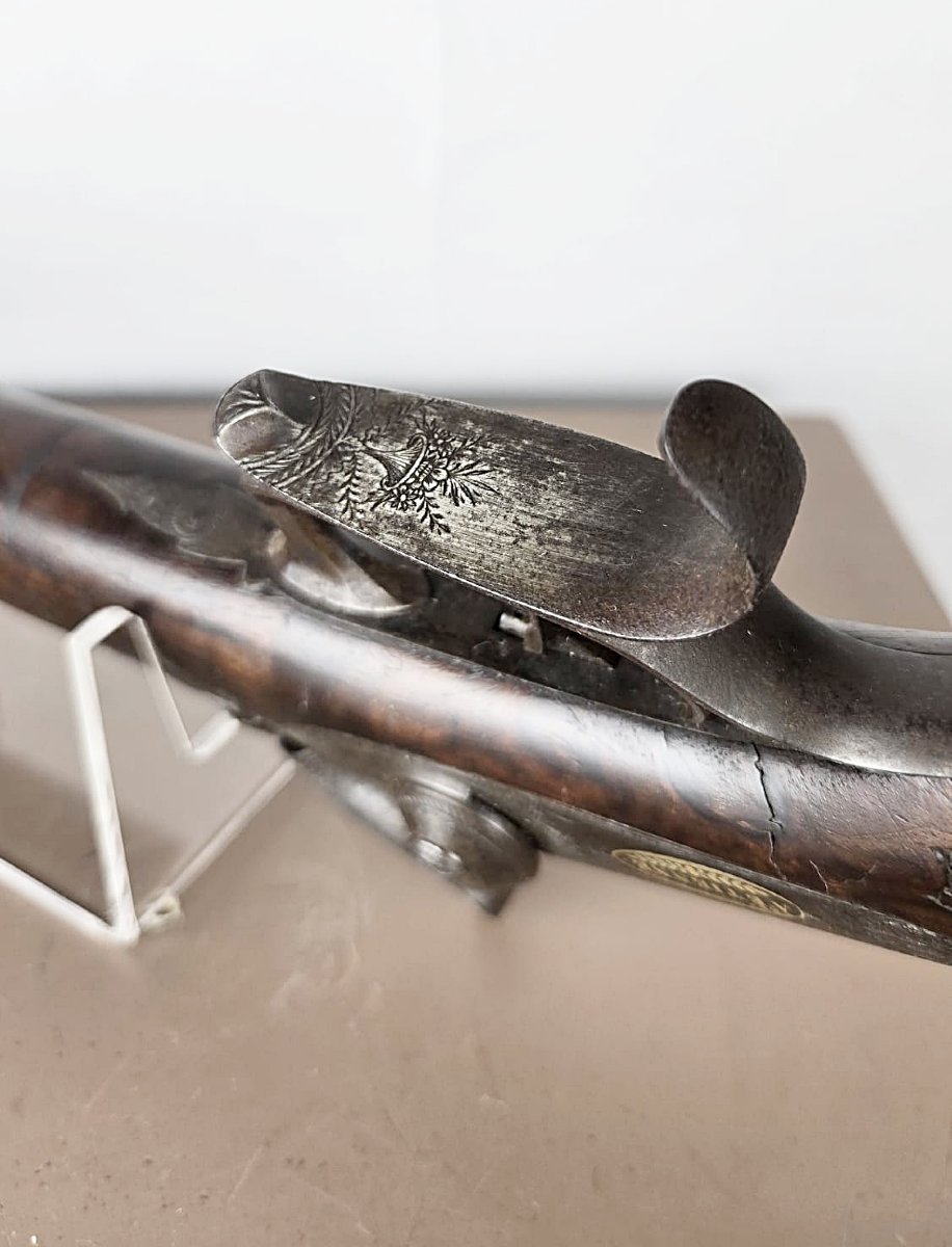 Pistolet de duel signé en or, "A St Etienne", circa 1835-photo-6
