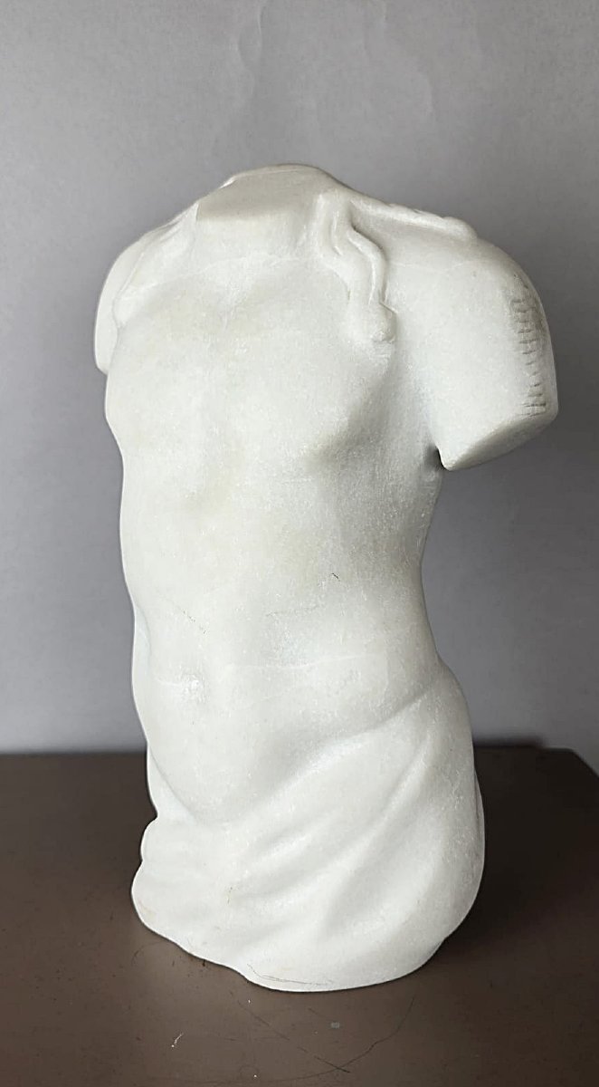 Torse en marbre blanc, 20th-photo-2