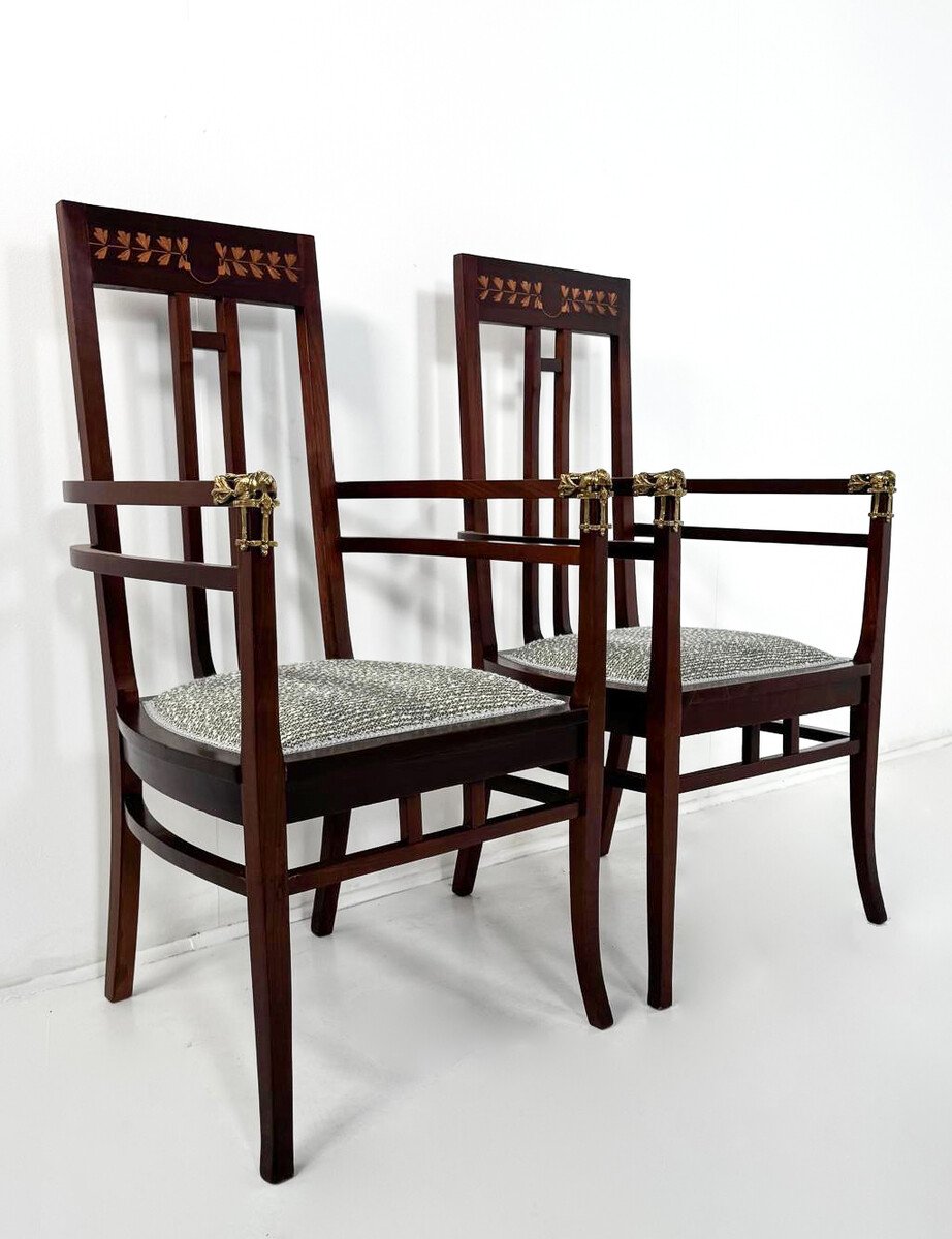 Pair Of Art Nouveau Chairs By Carlo Zen, Italy, Circa 1900-photo-3