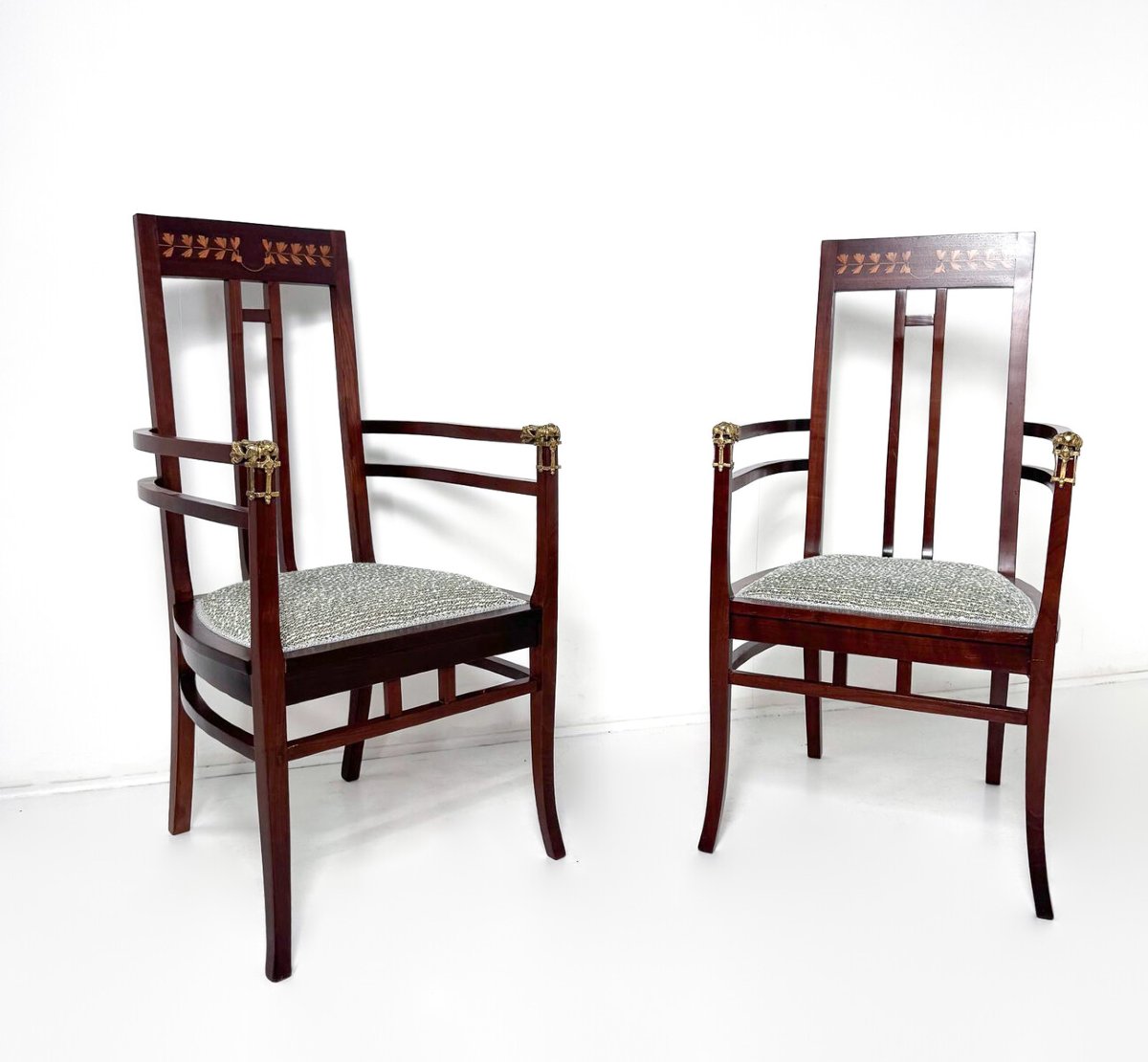 Pair Of Art Nouveau Chairs By Carlo Zen, Italy, Circa 1900-photo-4