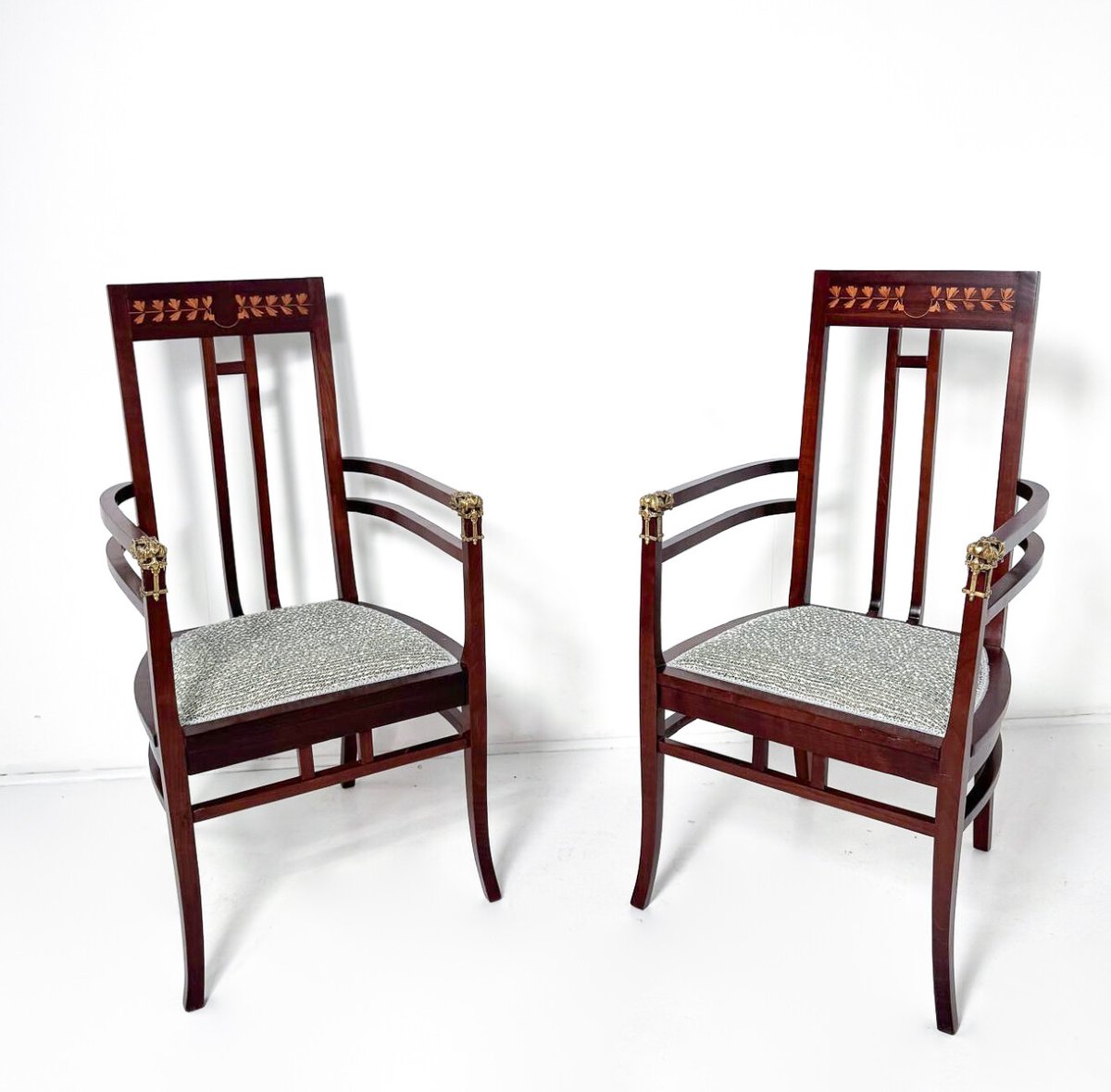 Pair Of Art Nouveau Chairs By Carlo Zen, Italy, Circa 1900