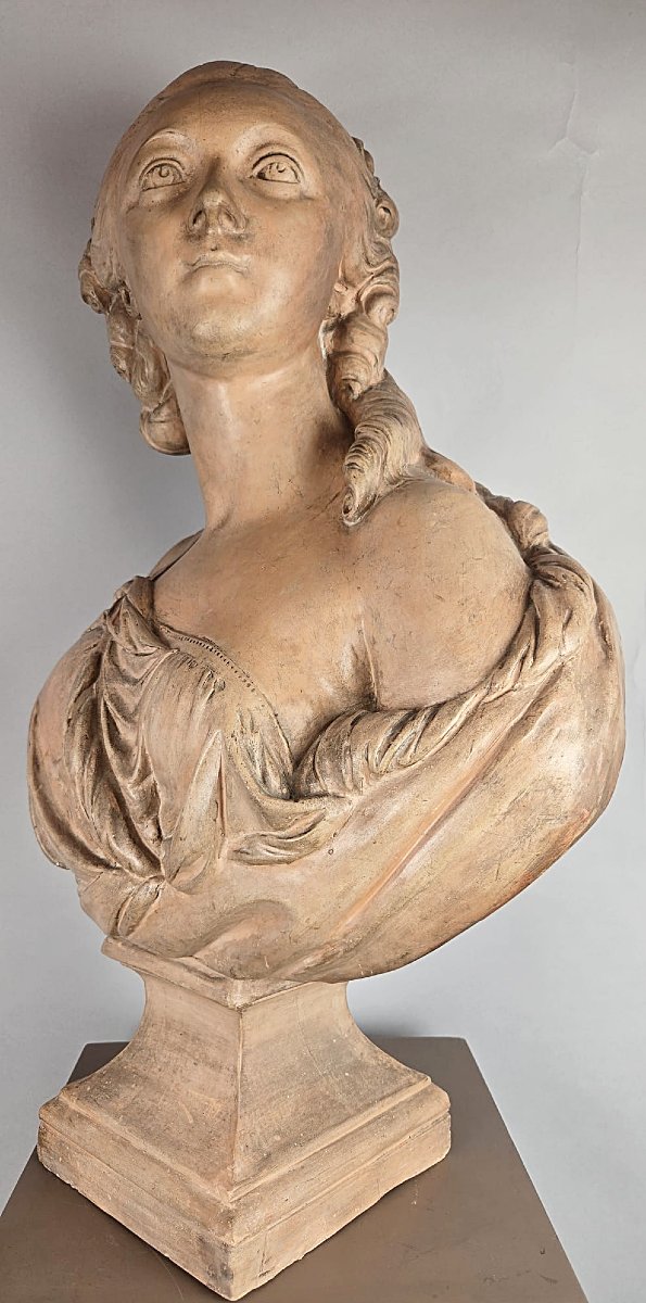 Buste de Madame du Barry en terre cuite, XIXᵉ siècle.-photo-3