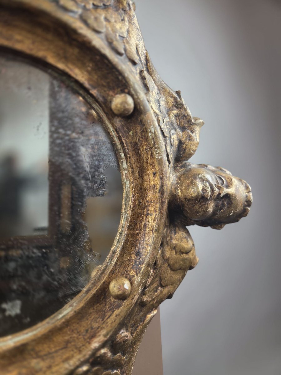 Petit miroir de style Louis XIV en bois doré, fin 19th-photo-1