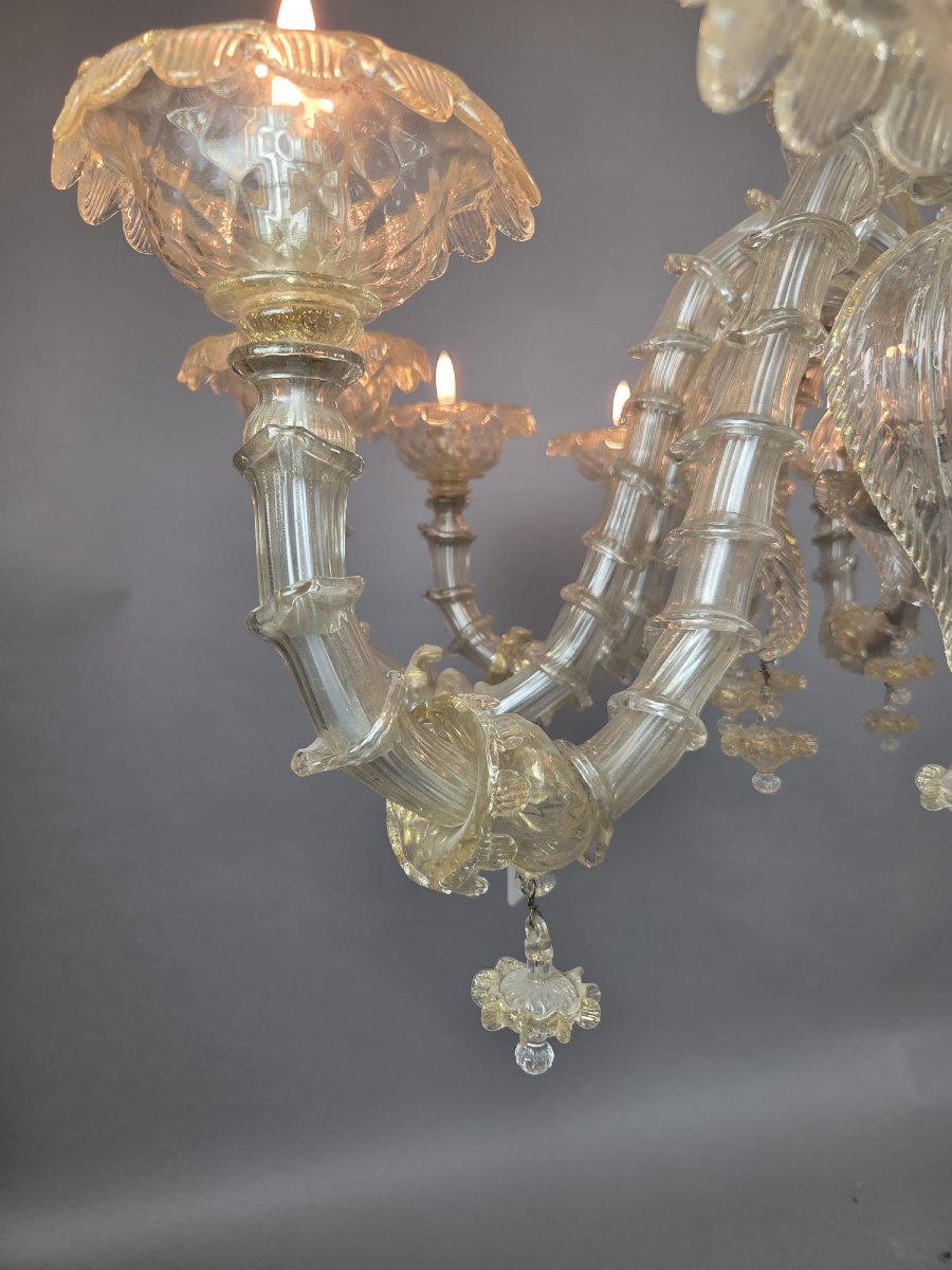 Important 12-light Murano Rezzonico Chandelier -photo-4
