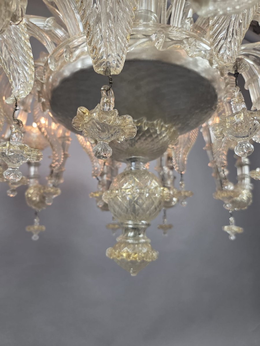 Important 12-light Murano Rezzonico Chandelier -photo-5