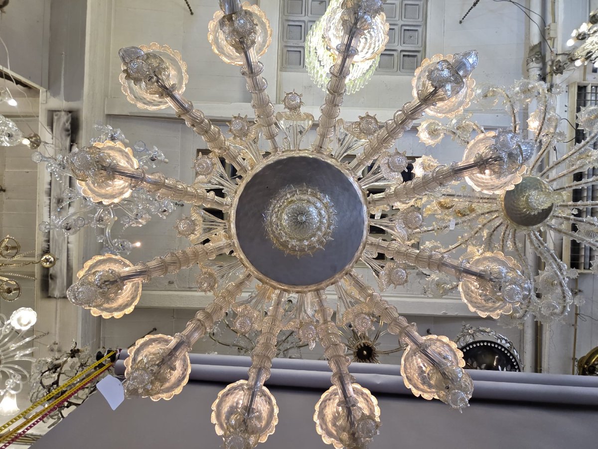 Important 12-light Murano Rezzonico Chandelier -photo-6