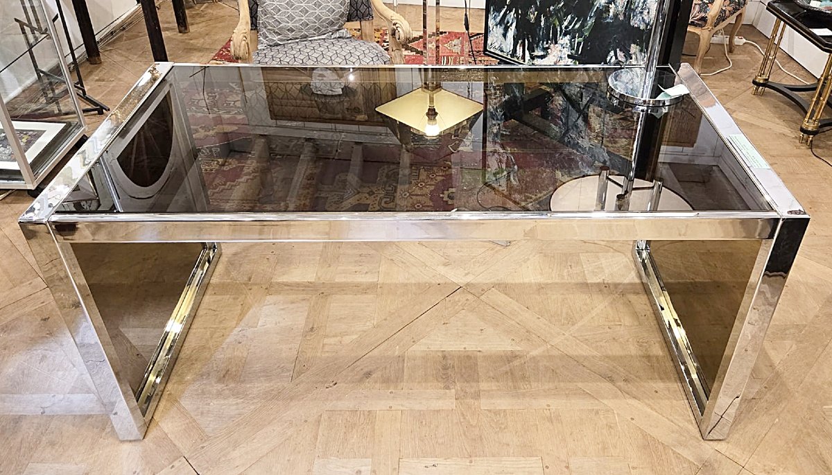 Belgo Chrome Desk, By Willy Rizzo, 1970s–1980s-photo-2