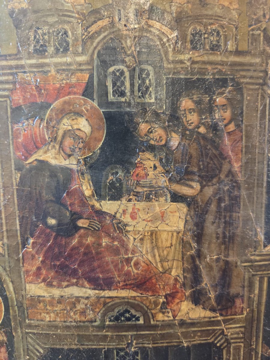 Icone Russe, argent, "Nativité de la très sainte mère de dieu" 18th-photo-3