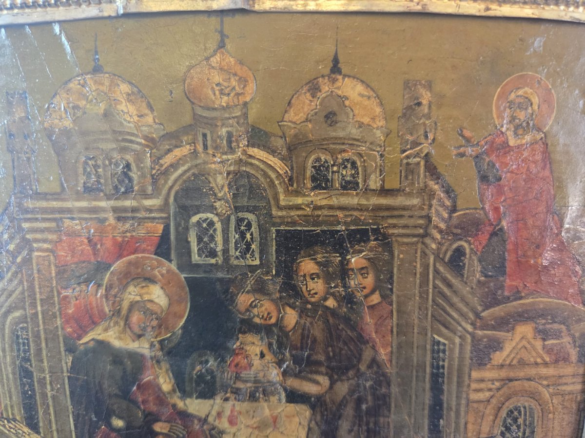Icone Russe, argent, "Nativité de la très sainte mère de dieu" 18th-photo-4