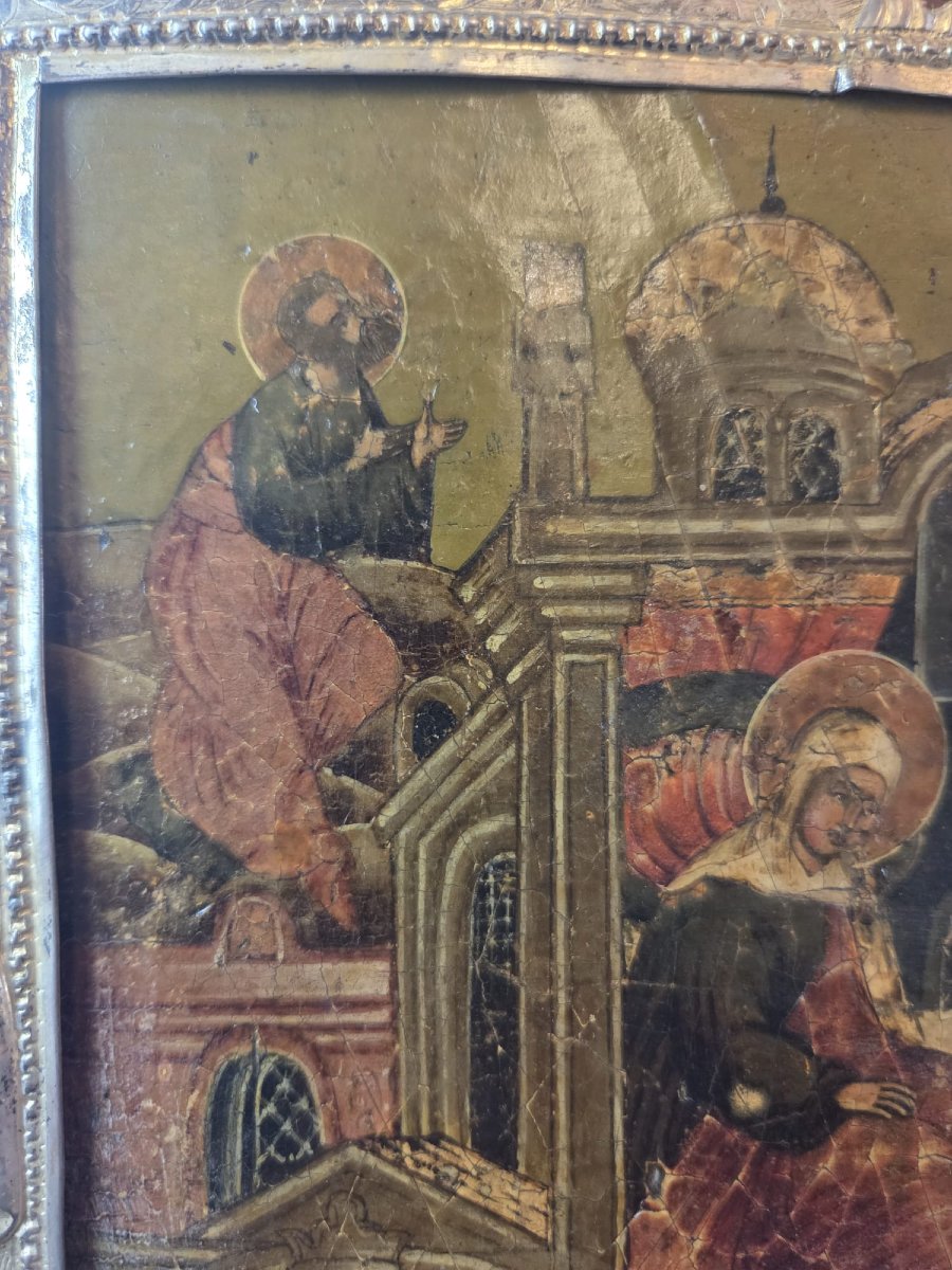 Icone Russe, argent, "Nativité de la très sainte mère de dieu" 18th-photo-3