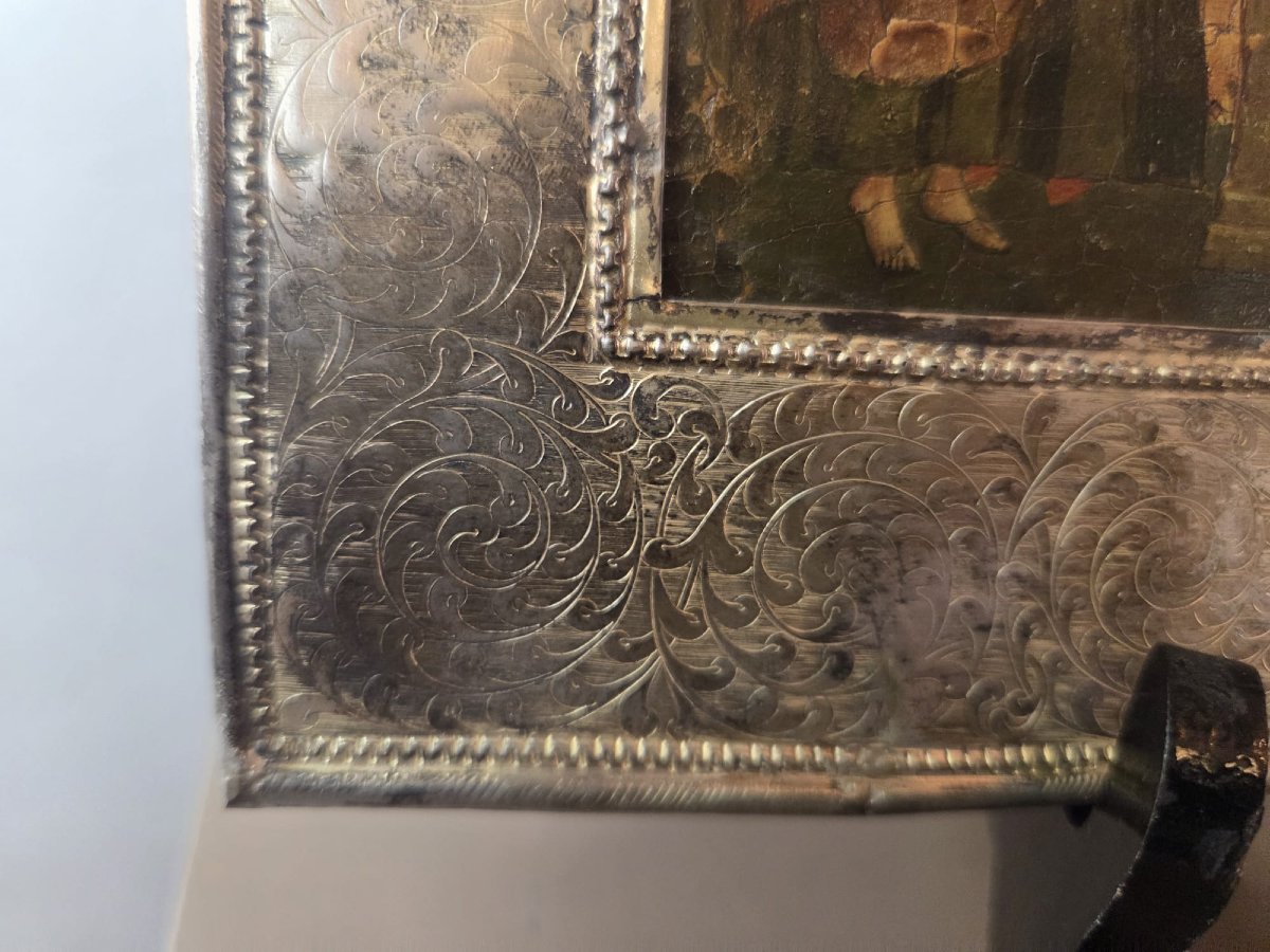 Icone Russe, argent, "Nativité de la très sainte mère de dieu" 18th-photo-6