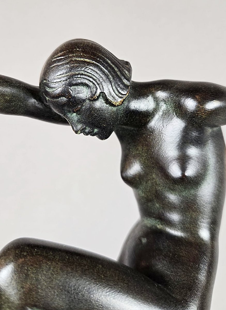 Art Deco Bronze Sculpture "dancer With Balls" By Denis For Max Le Verrier, Circa 1930-photo-4