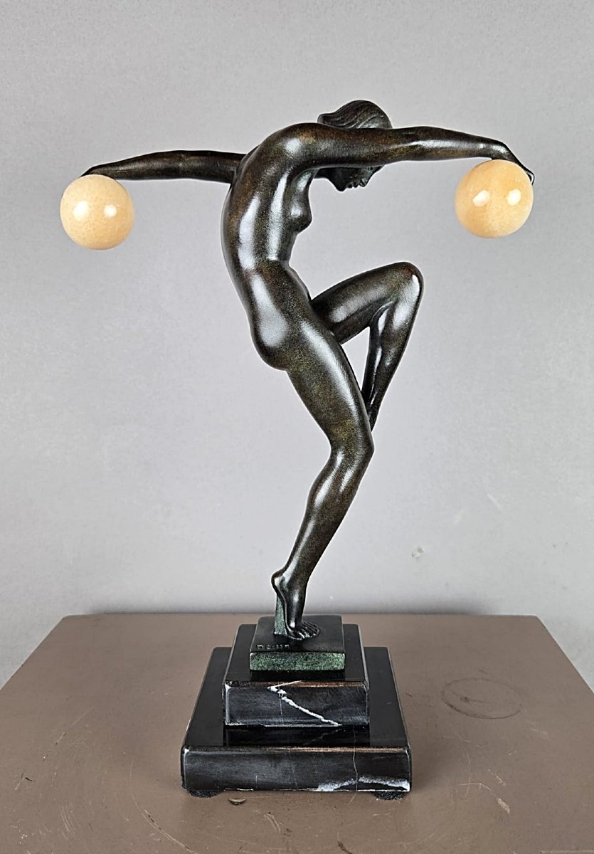 Art Deco Bronze Sculpture "dancer With Balls" By Denis For Max Le Verrier, Circa 1930-photo-5