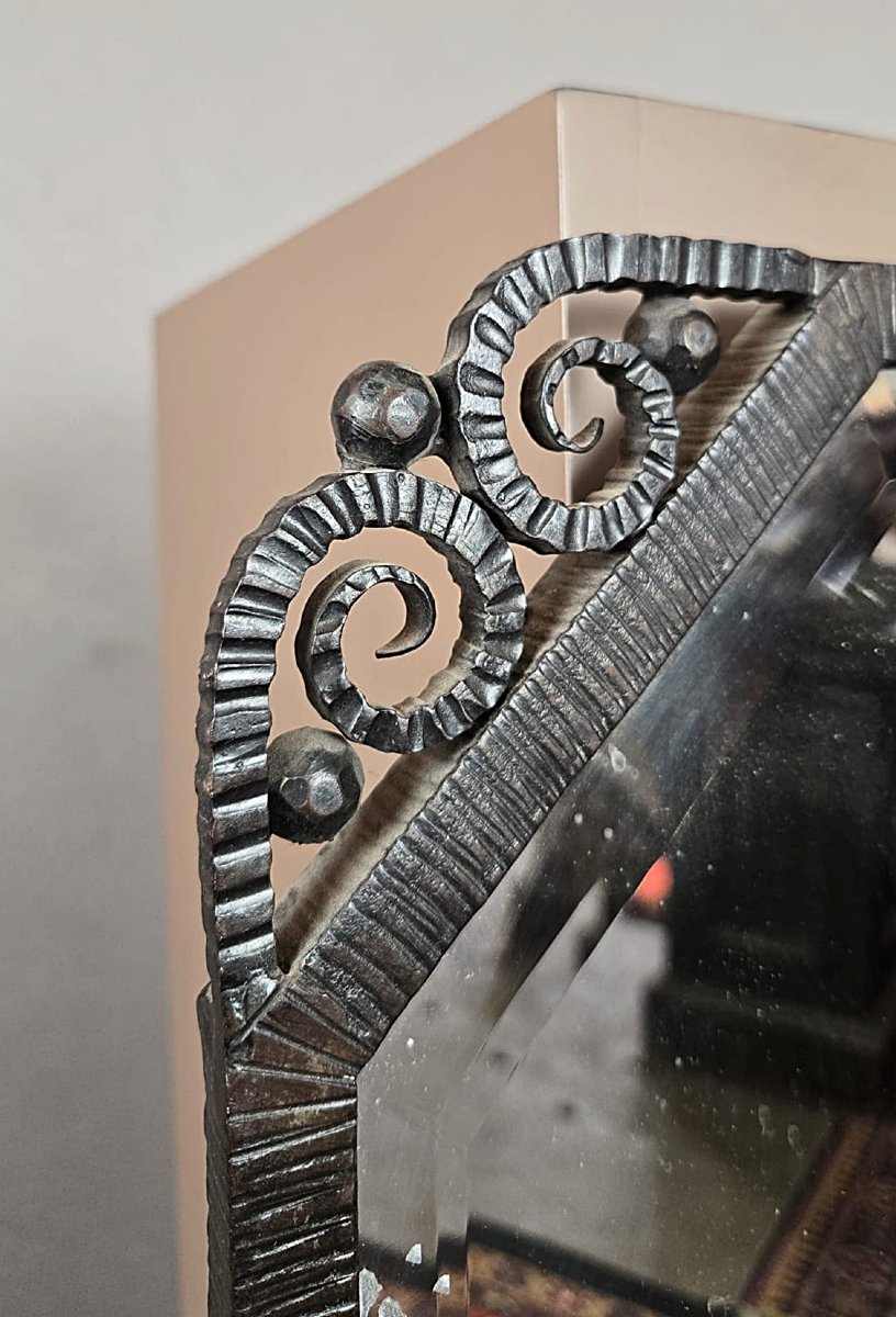 Art Deco Wrought-iron Mirror, Circa 1930-photo-2