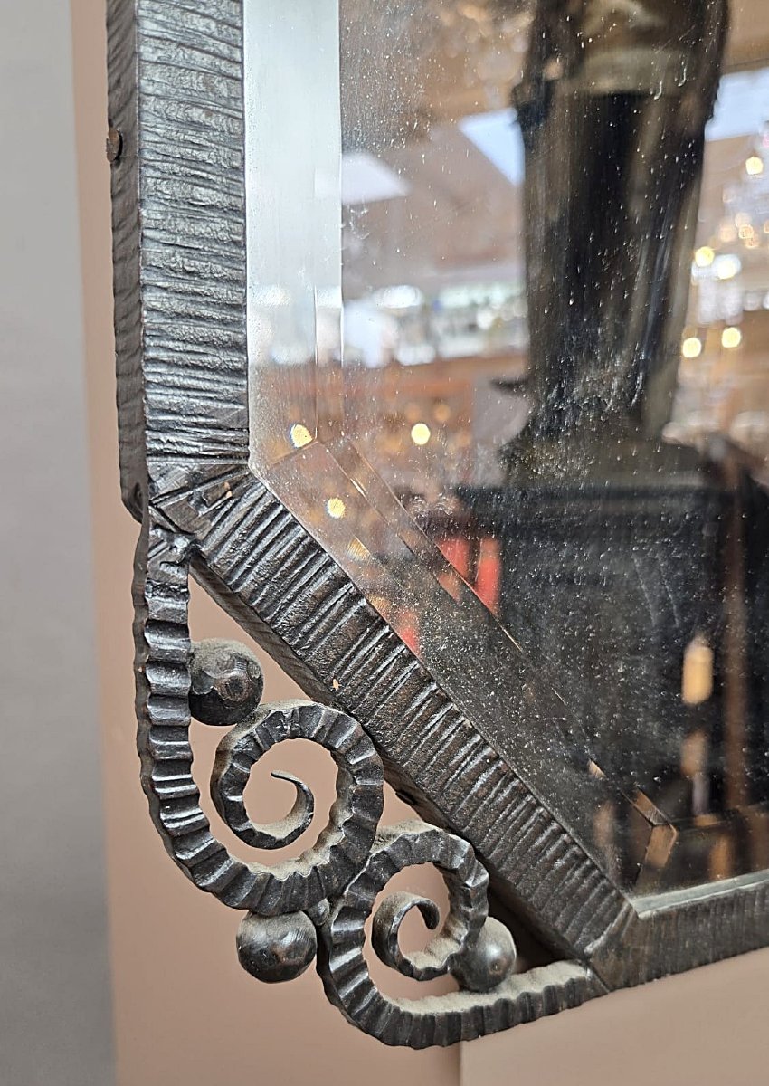 Art Deco Wrought-iron Mirror, Circa 1930-photo-3