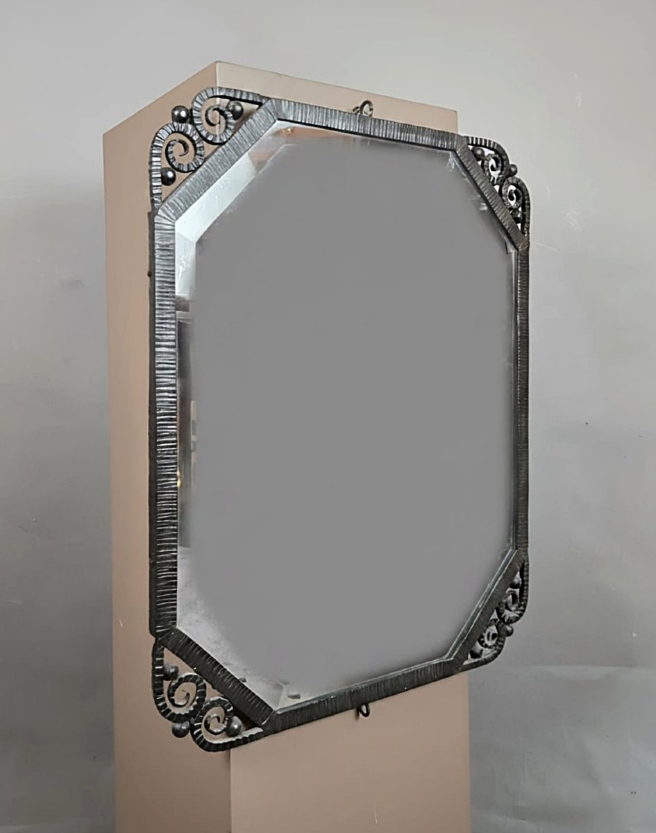 Art Deco Wrought-iron Mirror, Circa 1930-photo-4