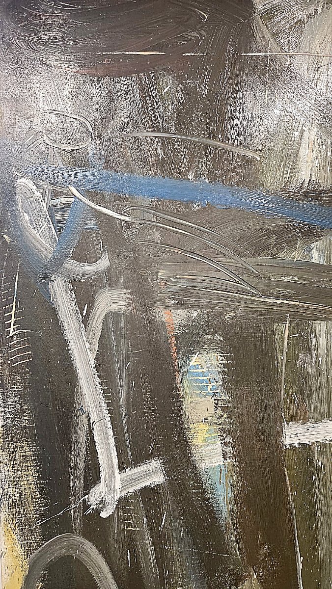 Yves Zurstrassen, Belgian Artist, “le Géophage,” Oil On Canvas, Signed And Dated On The Back, 1969-photo-2