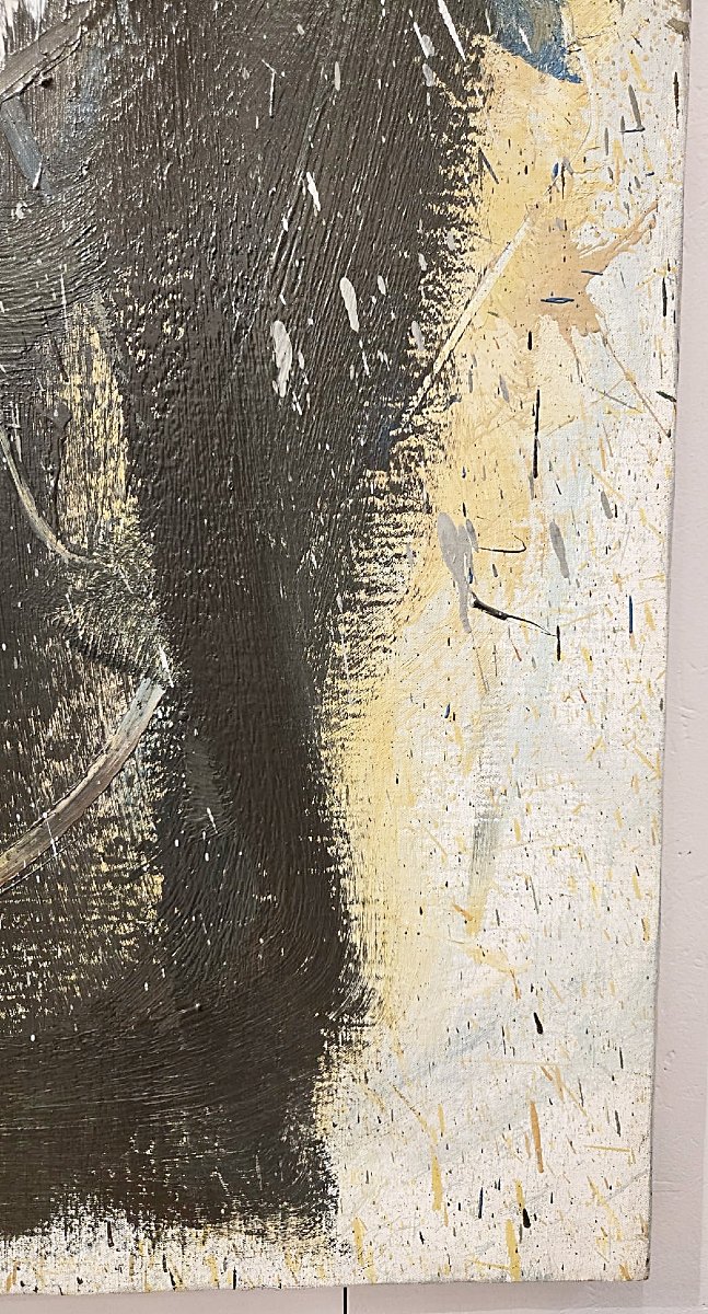 Yves Zurstrassen, Belgian Artist, “le Géophage,” Oil On Canvas, Signed And Dated On The Back, 1969-photo-4