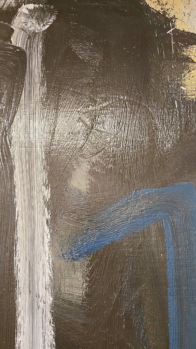 Yves Zurstrassen, Belgian Artist, “le Géophage,” Oil On Canvas, Signed And Dated On The Back, 1969-photo-1