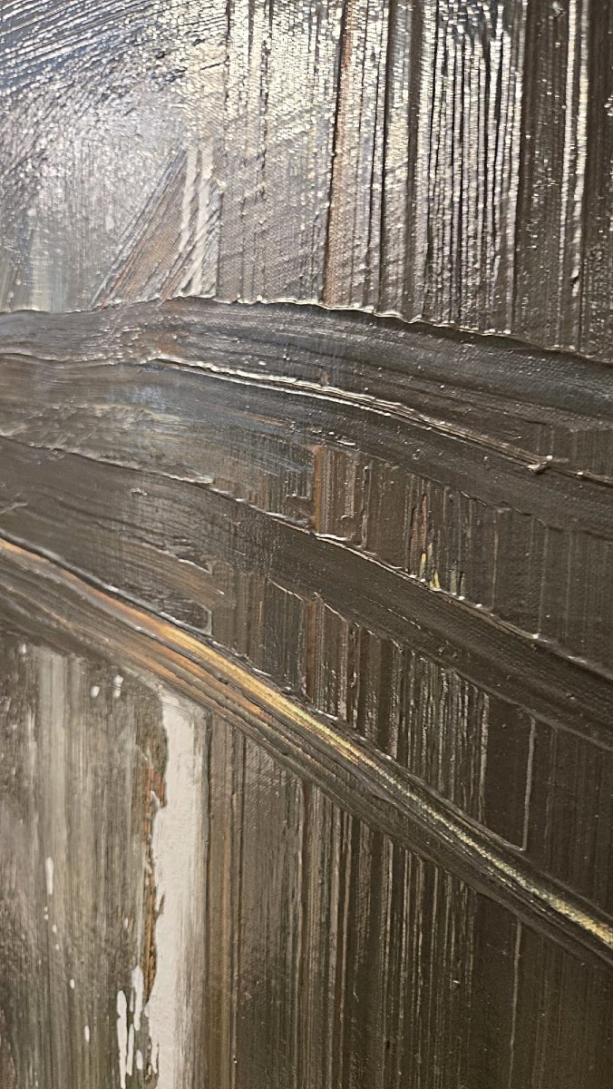 Yves Zurstrassen, Belgian Artist, “le Géophage,” Oil On Canvas, Signed And Dated On The Back, 1969-photo-3