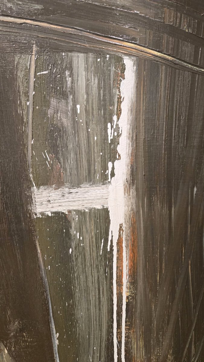 Yves Zurstrassen, Belgian Artist, “le Géophage,” Oil On Canvas, Signed And Dated On The Back, 1969-photo-4