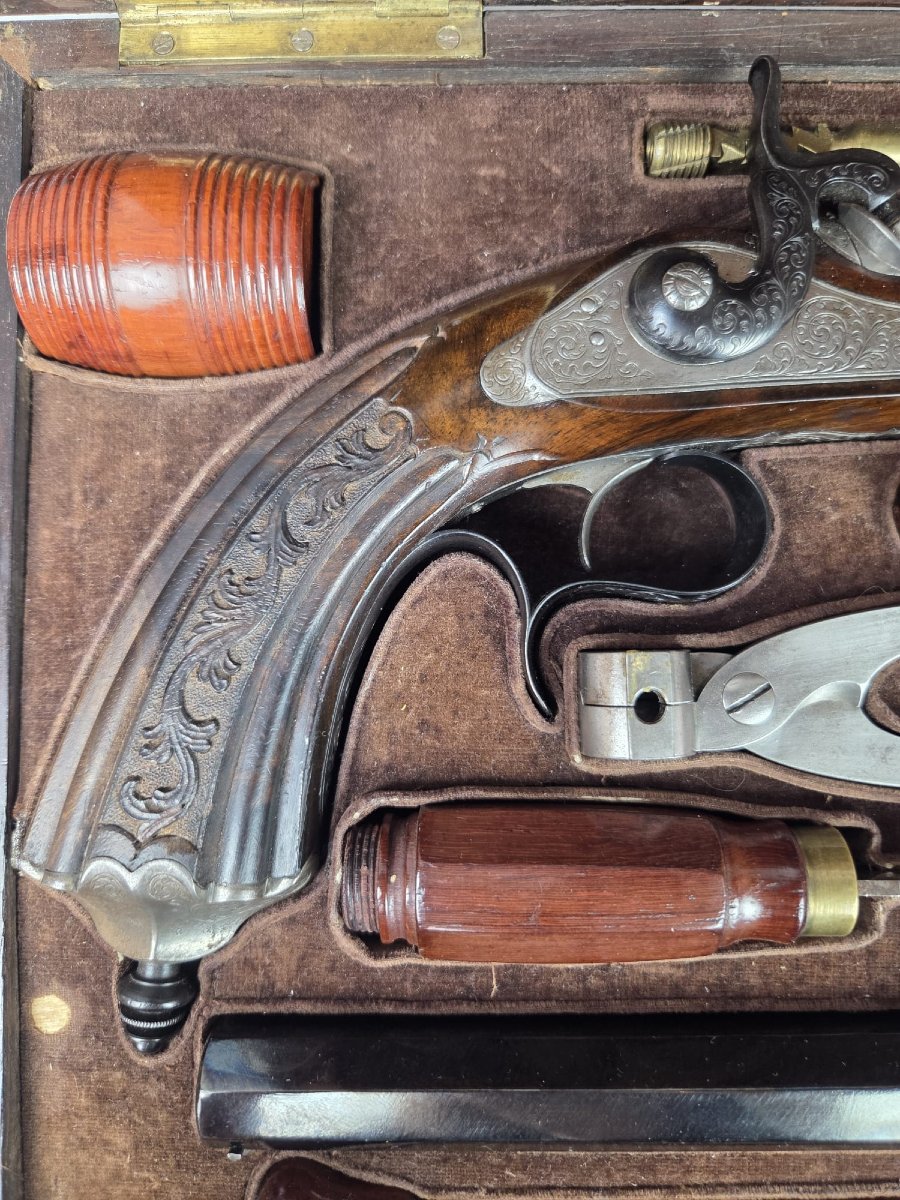 Coffret de pistolets de duel, Liège 1850-photo-3