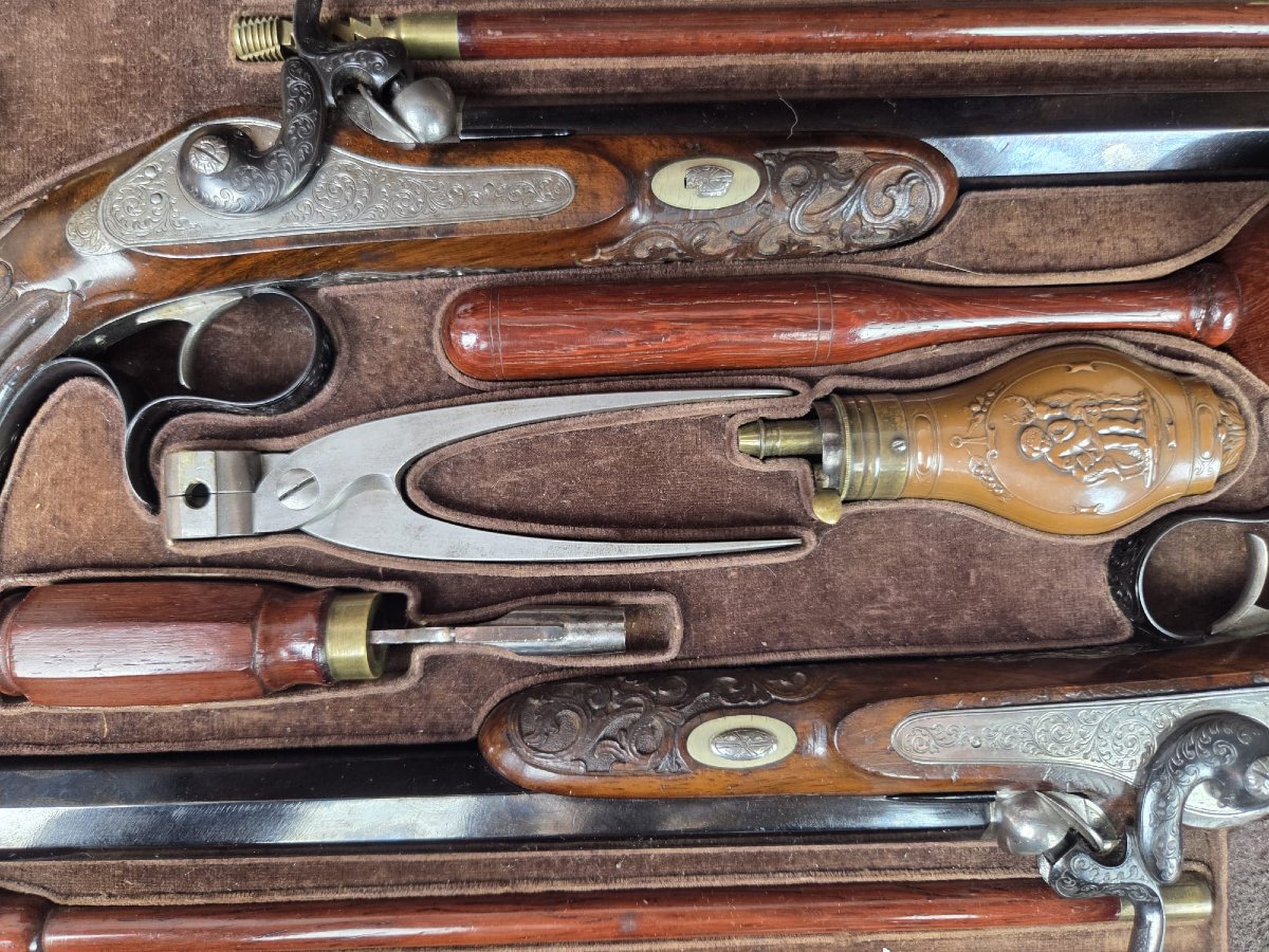 Coffret de pistolets de duel, Liège 1850-photo-4