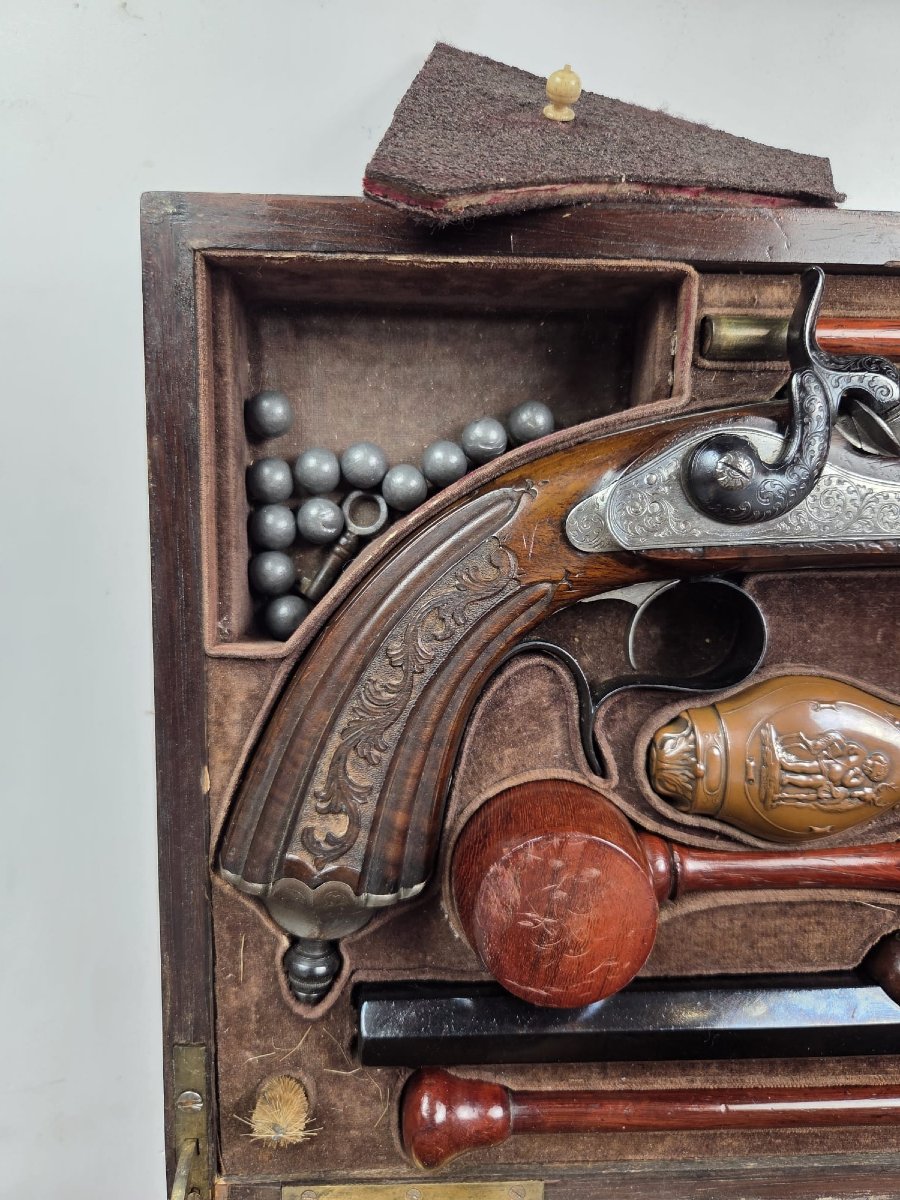 Coffret de pistolets de duel, Liège 1850-photo-1