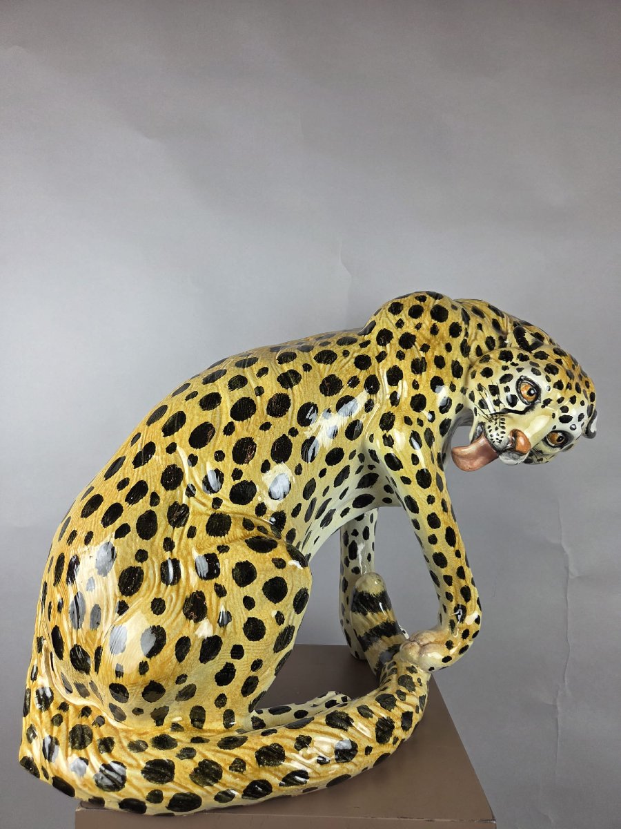 Glazed Terracotta Cheetah, Italy, Circa 1970-photo-7