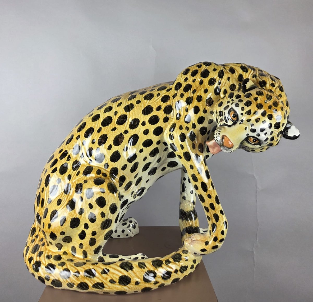 Glazed Terracotta Cheetah, Italy, Circa 1970