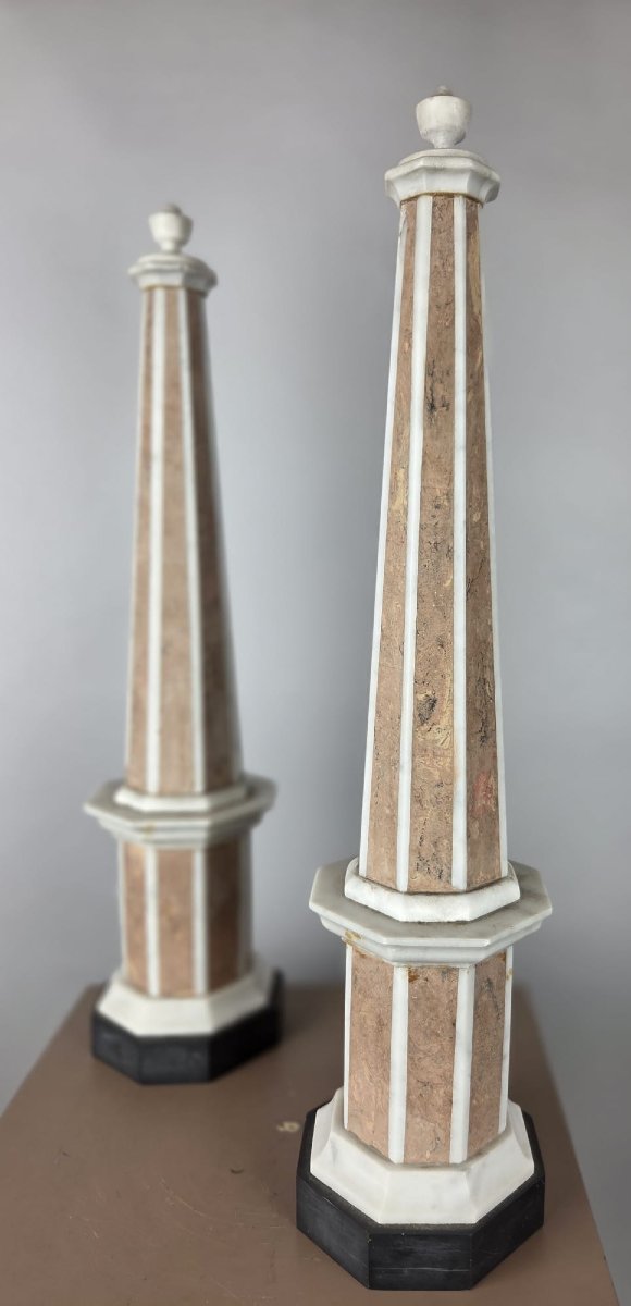 Pair Of Marble Obelisks, Late 19th–early 20th Century-photo-3