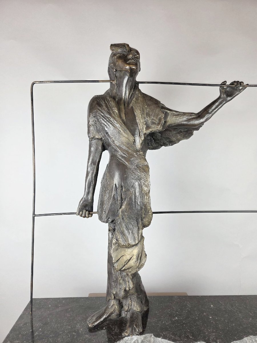 Betty Wachsstock (école belge 20th) Bronze "Cri dans le silence". Signé-photo-2