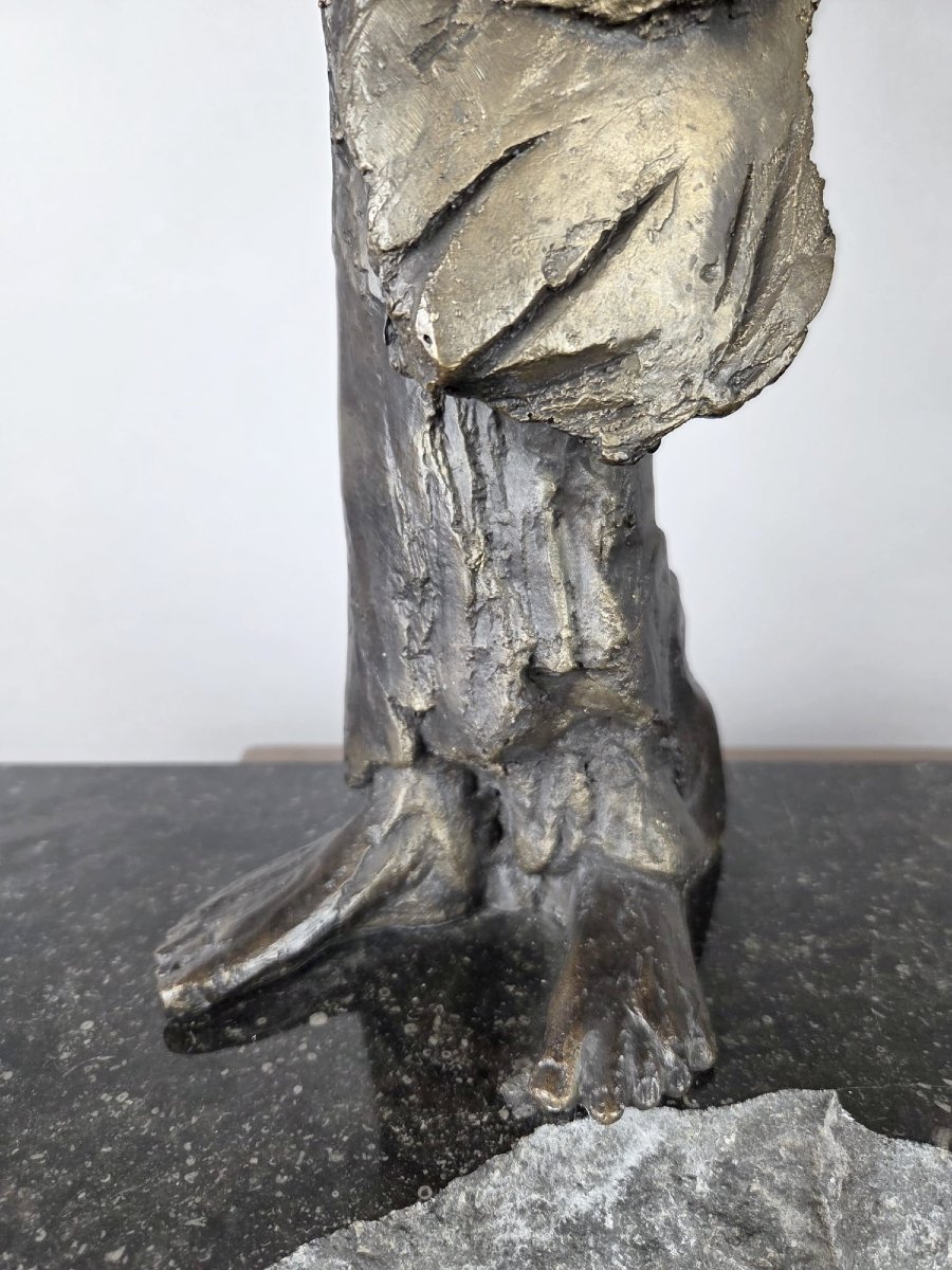 Betty Wachsstock (école belge 20th) Bronze "Cri dans le silence". Signé-photo-2