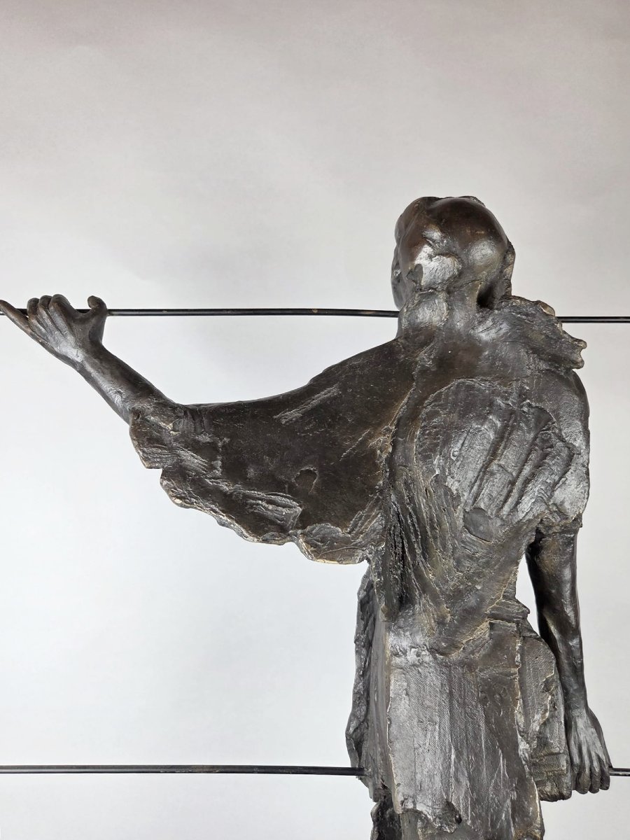 Betty Wachsstock (école belge 20th) Bronze "Cri dans le silence". Signé-photo-5