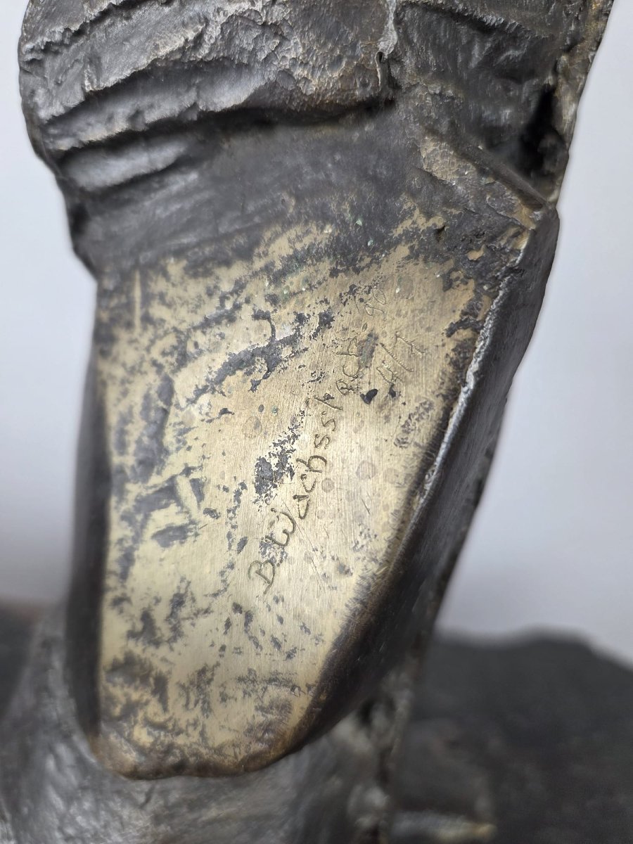 Betty Wachsstock (école belge 20th) Bronze "Cri dans le silence". Signé-photo-6