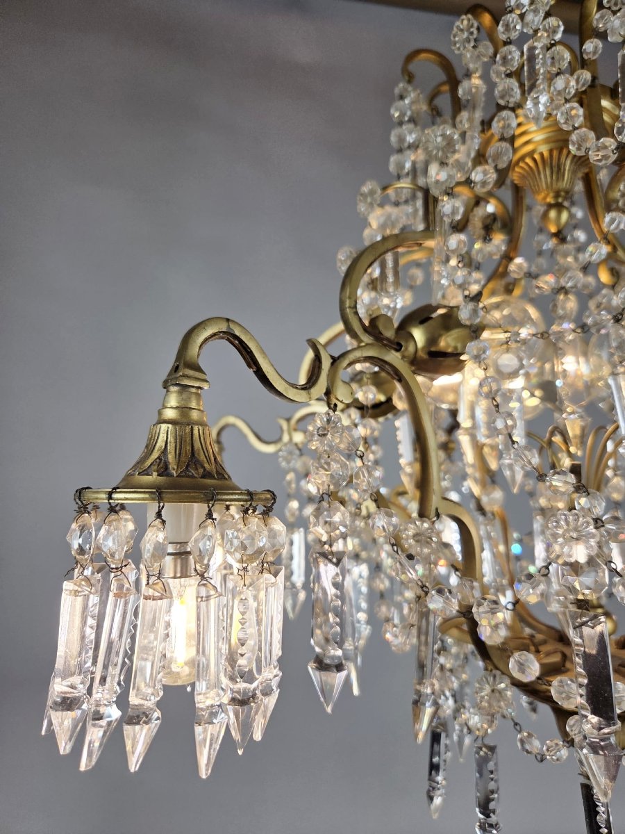 Small 1900s Brass Chandelier-photo-1