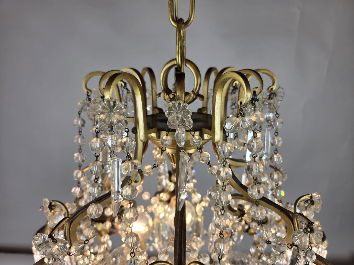Small 1900s Brass Chandelier-photo-2