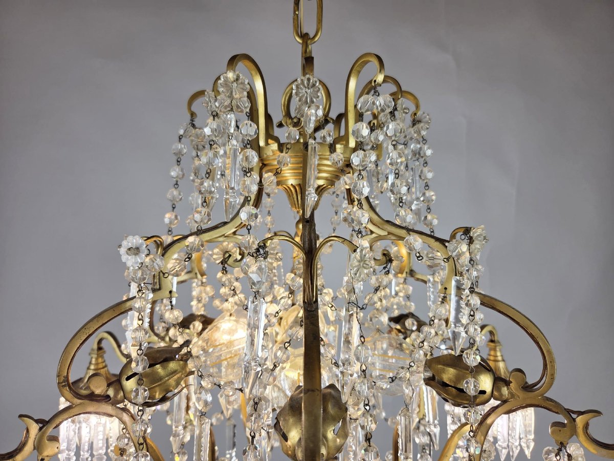 Small 1900s Brass Chandelier-photo-3