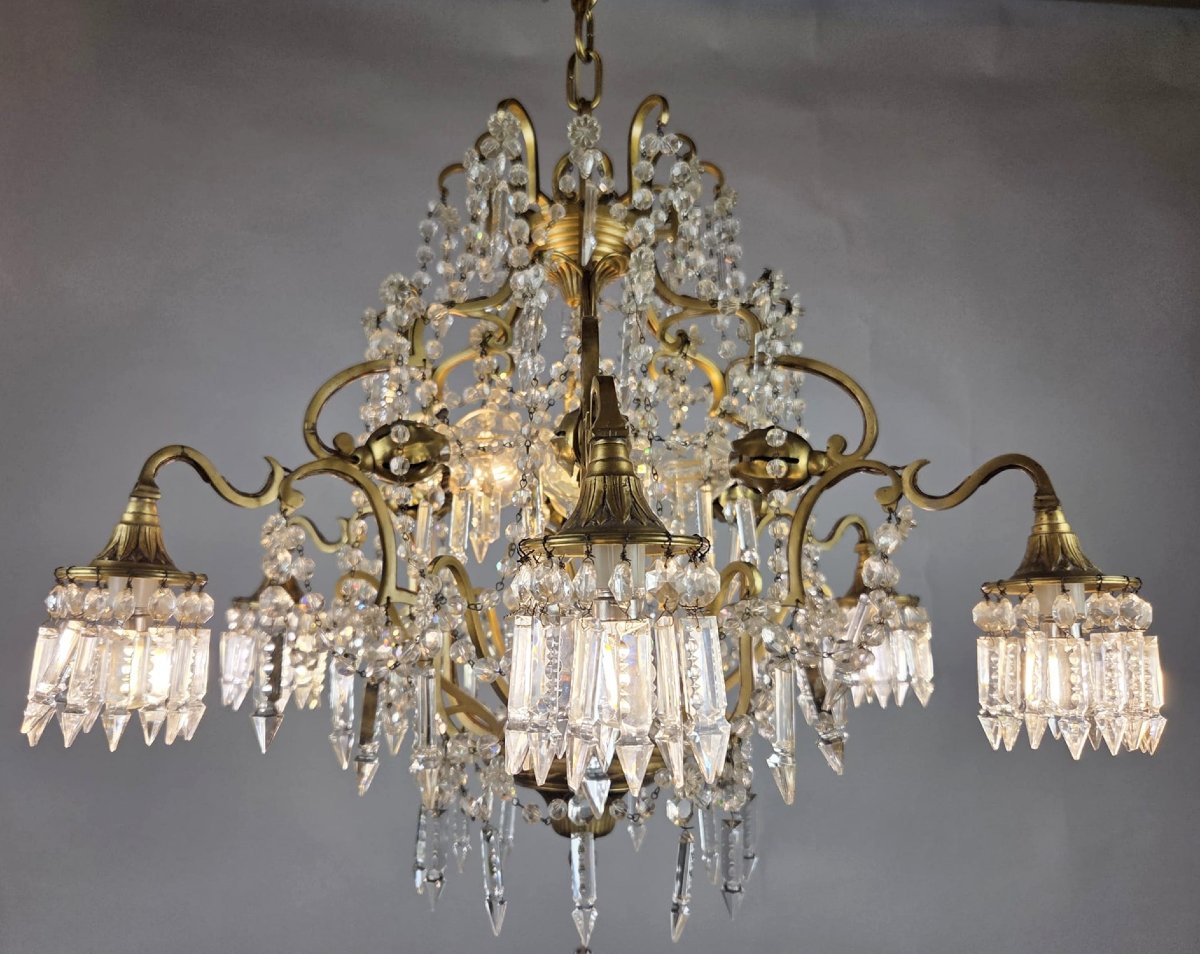 Small 1900s Brass Chandelier
