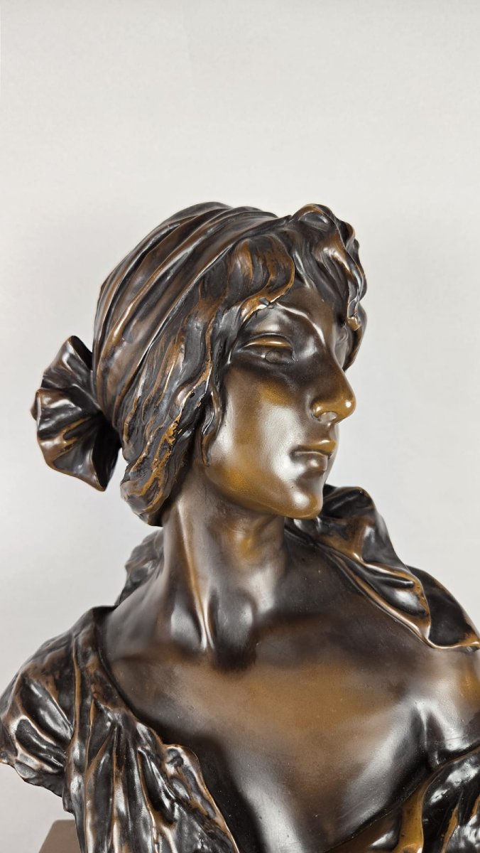 Bronze « Cendrillon », signé E. Villanis (1858-1914), époque Art nouveau.-photo-2